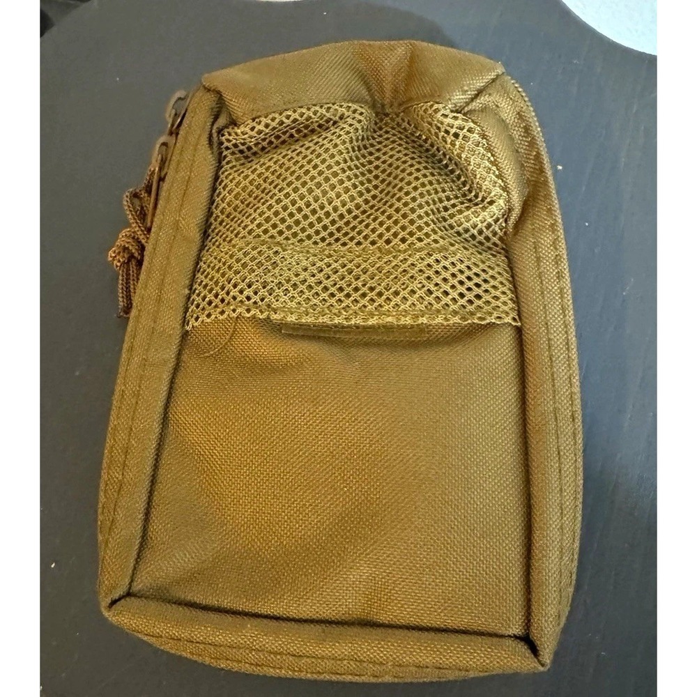 Tan Nylon MOLLE Tactical Pouch Utility Bag Zippered EDC Hunting Gear